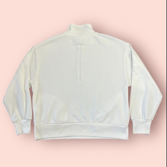 Gap Factory 1/2 Zip Mock Neck Fleece Pullover In White Size Medium - Picture 3 of 7